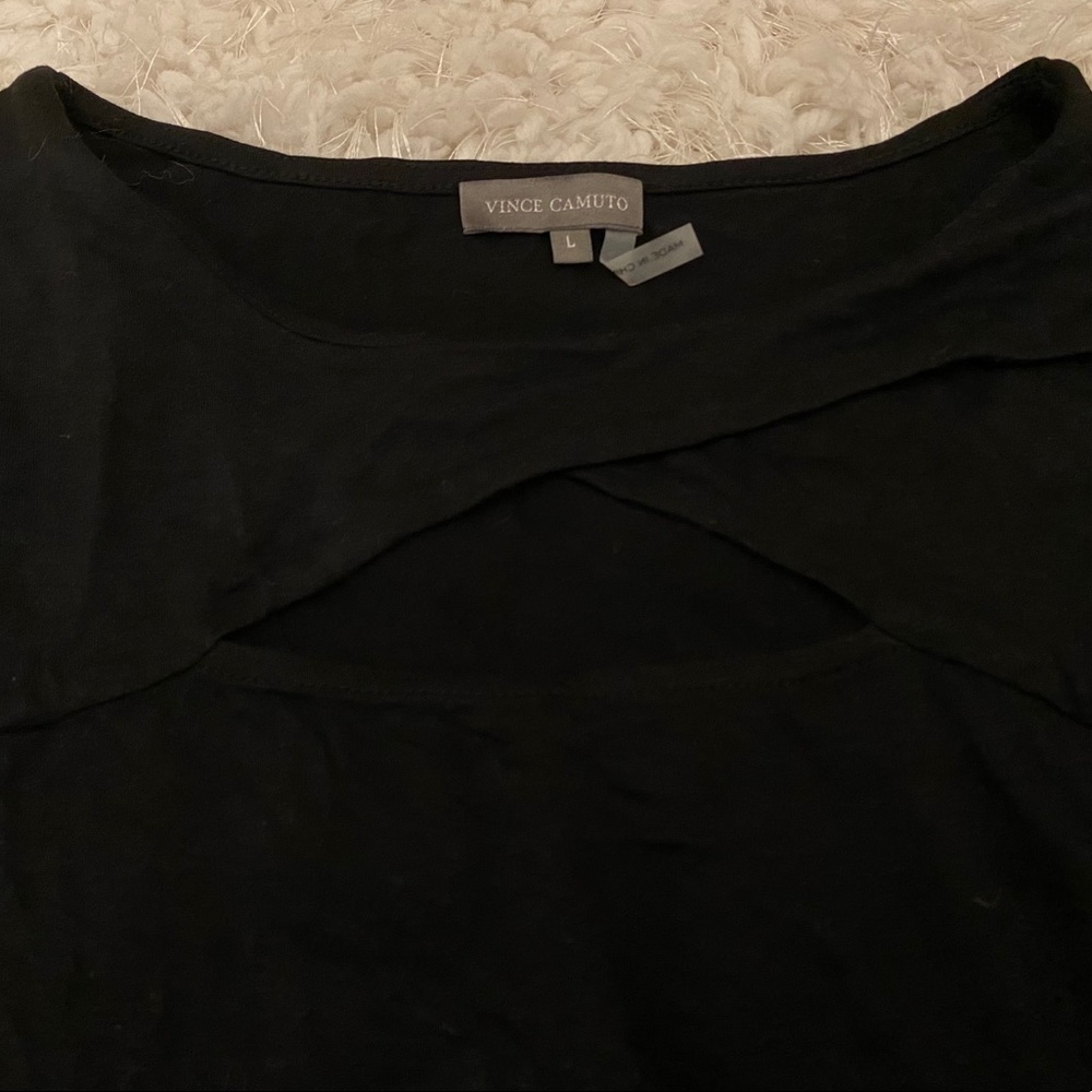 Cutout neckline black top